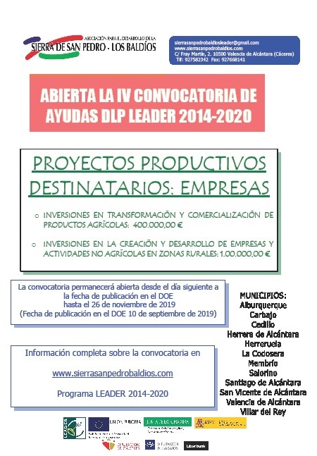 Abierta la IV Convocatoria de Ayudas Leader